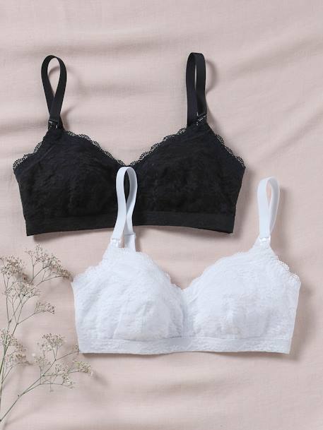 Set van 2 brassière voedingsbeha's van microvezel en kant zwart - vertbaudet enfant 