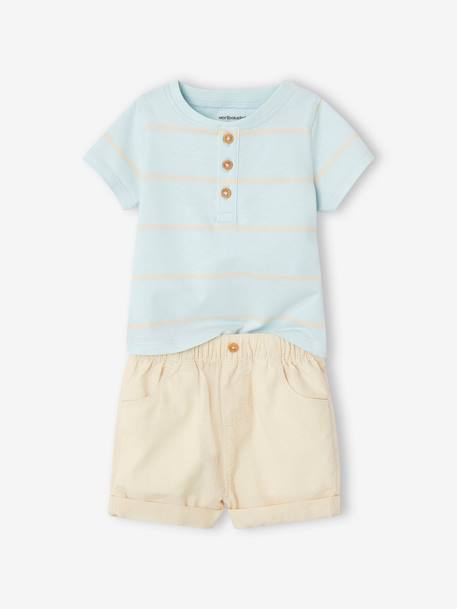 Babyset met T-shirt en short hemelsblauw - vertbaudet enfant 