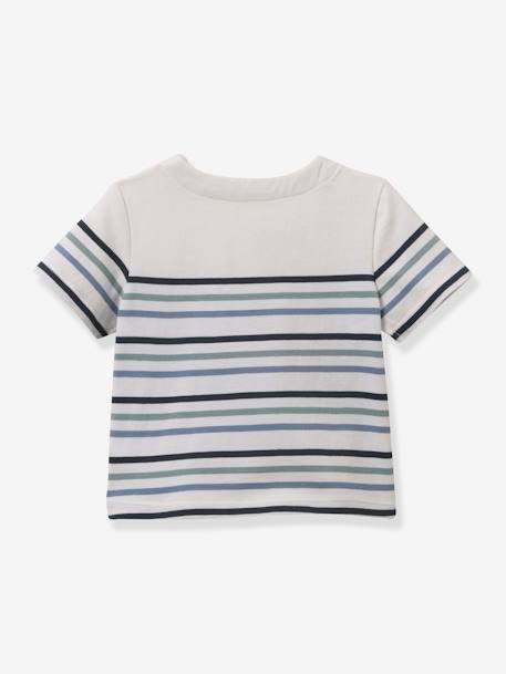 Gestreept babyshirt - biokatoen Cyrillus groen, gestreept - vertbaudet enfant 