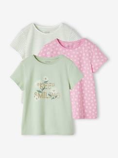 -Set van 3 verschillende T-shirts voor meisjes met iriserende details