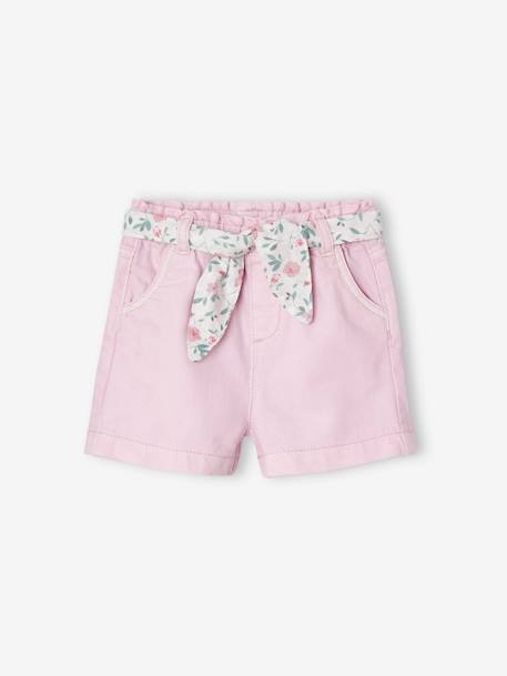 Babyshort met gebloemde riem lila - vertbaudet enfant 