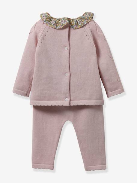 Gebreide babyset kraag van Libertystof CYRILLUS geel - vertbaudet enfant 