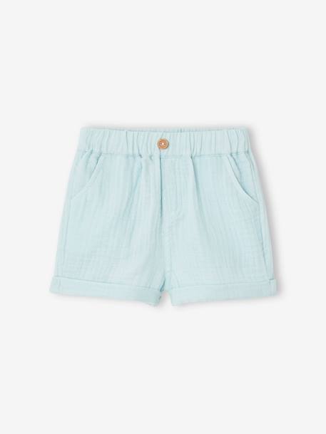 Babyshort in katoengaas blauw+ecru+koningsblauw - vertbaudet enfant 