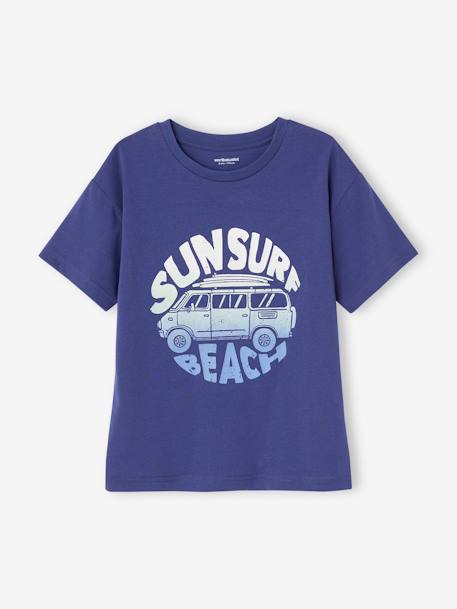 Jongensshirt met vakantiemotief inktblauw+mandarijn+turquoiseblauw - vertbaudet enfant 