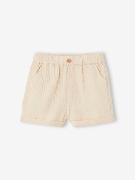 Babyshort in katoengaas blauw+ecru+koningsblauw - vertbaudet enfant 