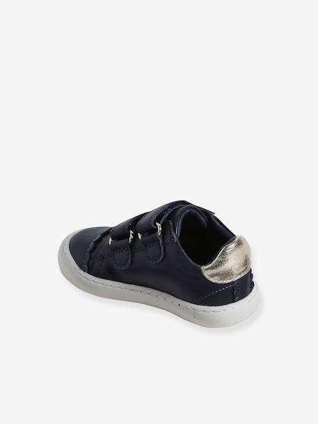 Leren babysneakers met klittenband marineblauw+wit - vertbaudet enfant 