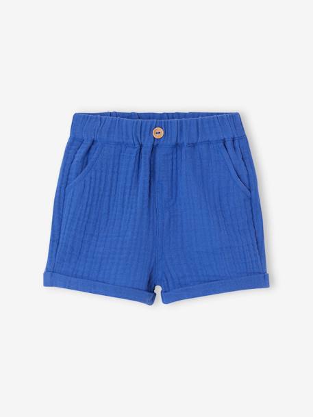 Babyshort in katoengaas blauw+ecru+koningsblauw - vertbaudet enfant 