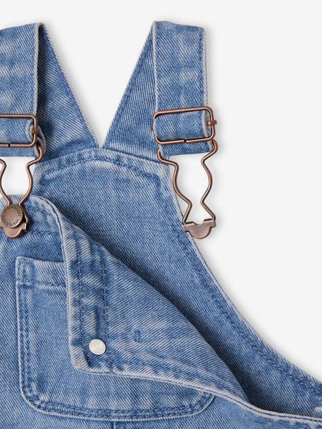 Babysetje met korte denim tuinbroek en gestreept poloshirt perzik - vertbaudet enfant 