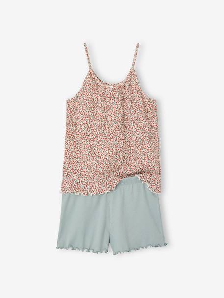 Set van 2 pyjashorts voor meisjes van ribtricot grijsblauw - vertbaudet enfant 