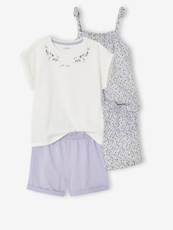 Meisje-Pyjama, surpyjama-Set met 2 pyjashorts met bloemetjes voor meisjes