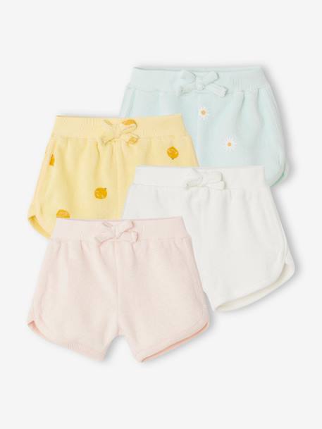 Set van 4 badstoffen shorts baby's lichtroze - vertbaudet enfant 