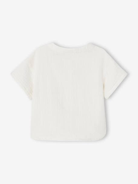 Babyblouse met korte mouwen van katoengaas ecru - vertbaudet enfant 