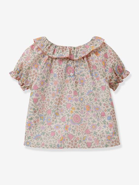 Meisjesblouse Libertystof Alicia Chintz CYRILLUS lichtroze - vertbaudet enfant 