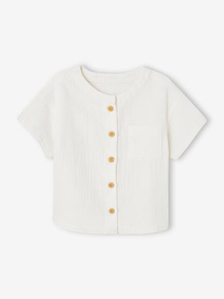 Babyblouse met korte mouwen van katoengaas ecru - vertbaudet enfant 