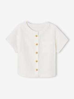 -Babyblouse met korte mouwen van katoengaas