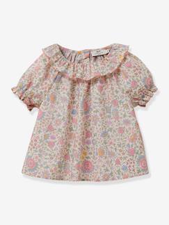 Meisje-Hemd, blouse, tuniek-Meisjesblouse Libertystof Alicia Chintz CYRILLUS