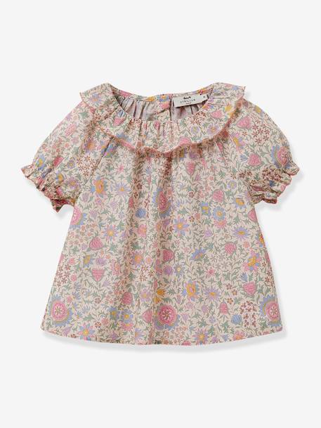 Meisjesblouse Libertystof Alicia Chintz CYRILLUS lichtroze - vertbaudet enfant 