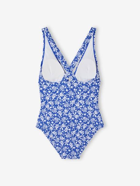 1-delig damesbadpak met bloemen - badcapsule blauw, bedrukt - vertbaudet enfant 