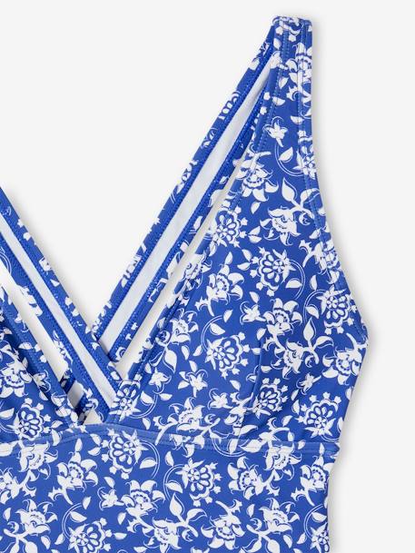 1-delig damesbadpak met bloemen - badcapsule blauw, bedrukt - vertbaudet enfant 