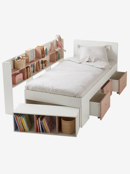 Kinderbed met opbergruimte BASEO nude+wit+Wit / lichtgrijs - vertbaudet enfant 