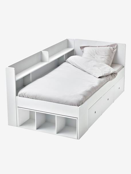 Kinderbed met opbergruimte BASEO grijsblauw+nude+wit - vertbaudet enfant 