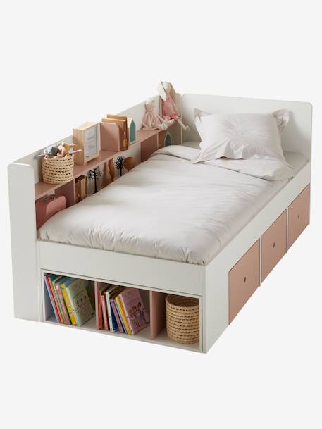 Kinderbed met opbergruimte BASEO nude+wit+Wit / lichtgrijs - vertbaudet enfant 