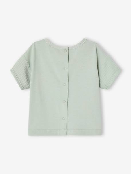 Babyshirt van twee materialen met korte mouwen blauwgroen - vertbaudet enfant 