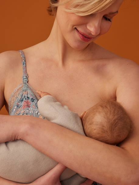 Nachtjurk met schouderbandjes en bloemenprint Envie de Fraise hemelsblauw - vertbaudet enfant 