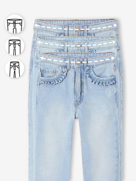 Rechte jeans MorphologiK meisjes heupomvang Large gebleekt denim+stone - vertbaudet enfant 