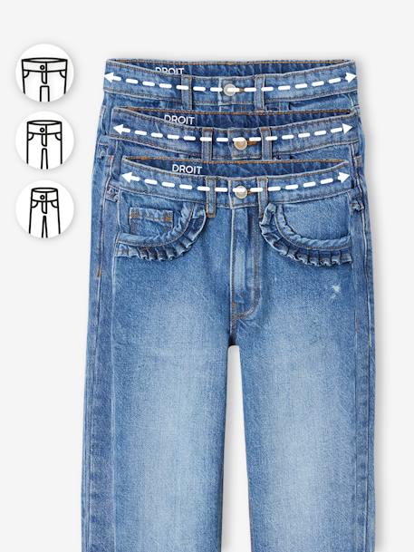 Rechte jeans MorphologiK meisjes heupomvang Medium gebleekt denim+stone - vertbaudet enfant 