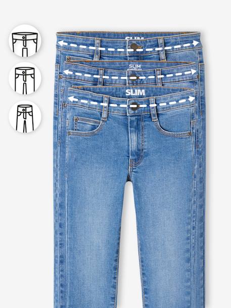 Slim fit jongensjeans Morphologik 'waterless' heupomtrek LARGE DENIM DONKERGRIJS+double stone+RUW DENIM+STONE - vertbaudet enfant 