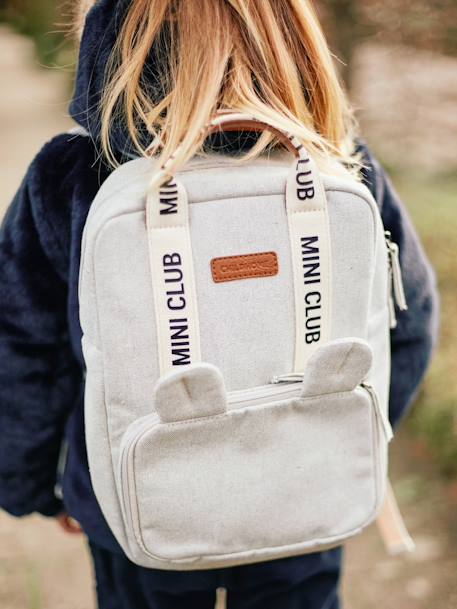 CHILDHOME Mini Club rugzak van canvas groen+wit - vertbaudet enfant 