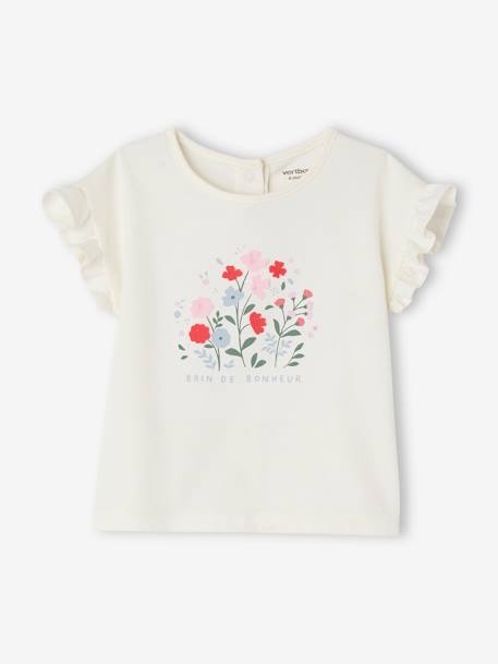 T-shirt met bloemen in reliëf baby ecru - vertbaudet enfant 