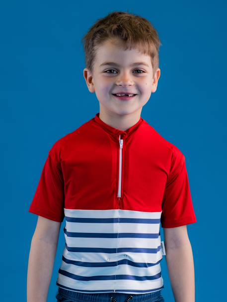 Anti-verdrink T-shirt voor kinderen FLOATEE geel+rood+rozen - vertbaudet enfant 