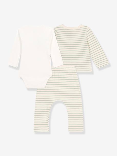 3-delige babyset PETIT BATEAU groen, gestreept - vertbaudet enfant 