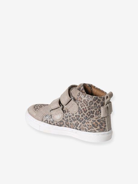 Hoge leren sneakers voor baby beige, bedrukt - vertbaudet enfant 