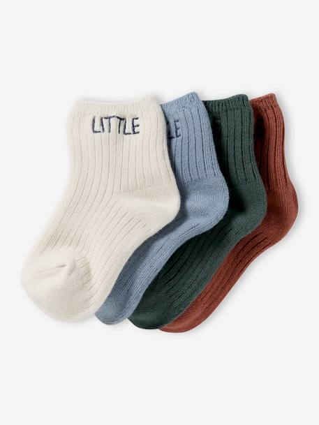 Set van 4 paar babysokjes 'little' cappuccino+oudroze - vertbaudet enfant 