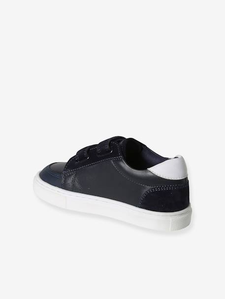 Leren sneakers met klittenband, kleutercollectie marineblauw - vertbaudet enfant 