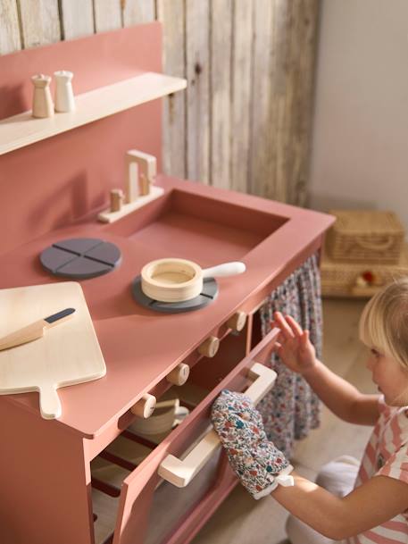 Kitchenette met FSC® houtgordijn framboos+meerkleurig - vertbaudet enfant 