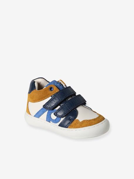 Leren sneakers met klittenband ecru - vertbaudet enfant 