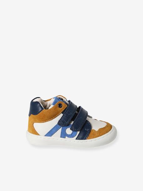 Leren sneakers met klittenband ecru - vertbaudet enfant 