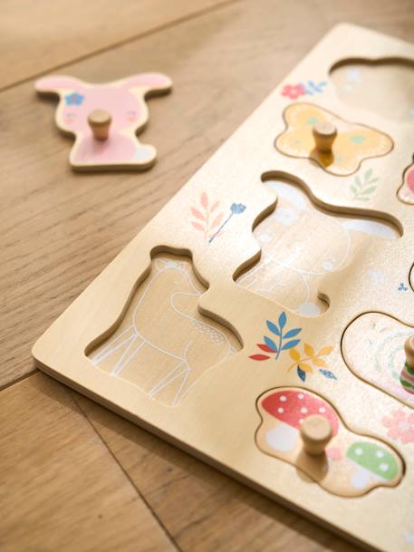 Knopenpuzzel FORÊT ENCHANTÉE van FSC®-hout rozen - vertbaudet enfant 