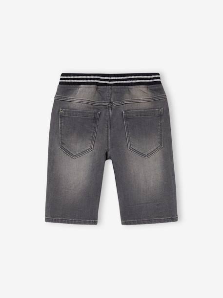 Makkelijk aan te trekken bermuda voor jongens van molton met denim-effect denimgrijs+double stone+stone - vertbaudet enfant 