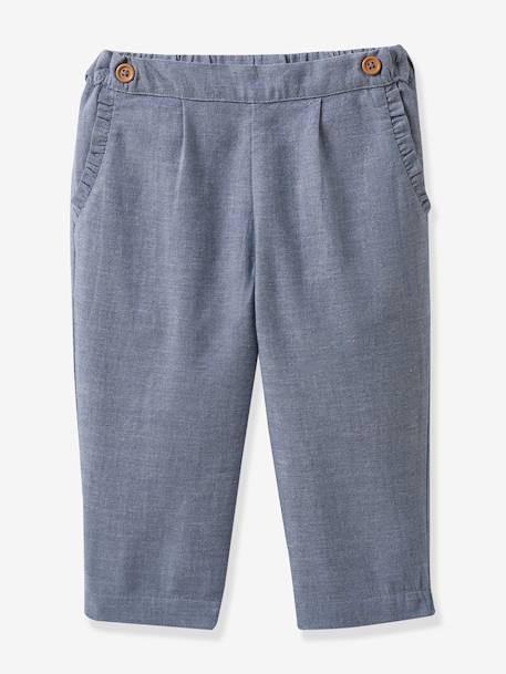 Chambray-broek voor baby's CYRILLUS blauw - vertbaudet enfant 