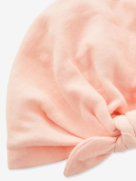 Effen geknoopte sjaalvormige muts voor babymeisjes roze (poederkleur)+rozen - vertbaudet enfant 