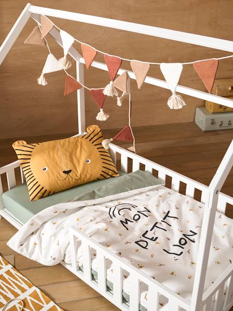 Dekbed baby Mon petit lion Ivoor met print / groen - vertbaudet enfant 