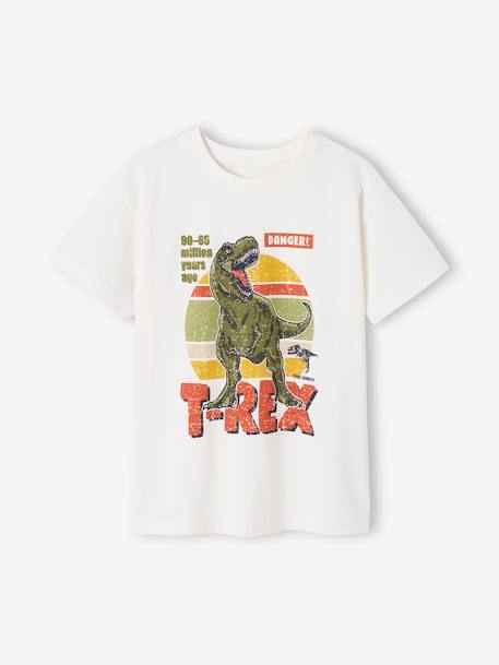 Jongens-T-shirt dino ecru - vertbaudet enfant 