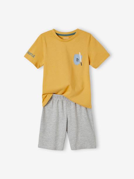 Set van 2 Oeko Tex® pyjashorts met ridder en draken Set geel en groen - vertbaudet enfant 