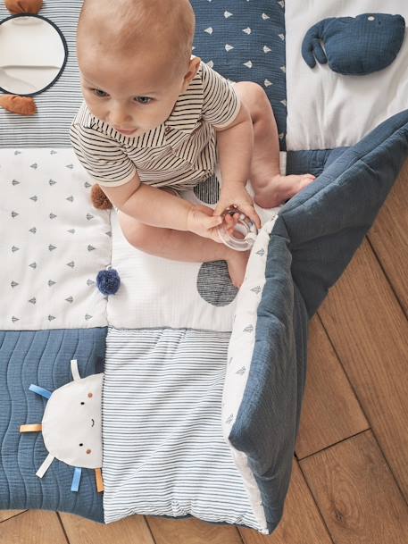 Zacht speelkleed CROQUE LA VIE blauw+rood+wit - vertbaudet enfant 