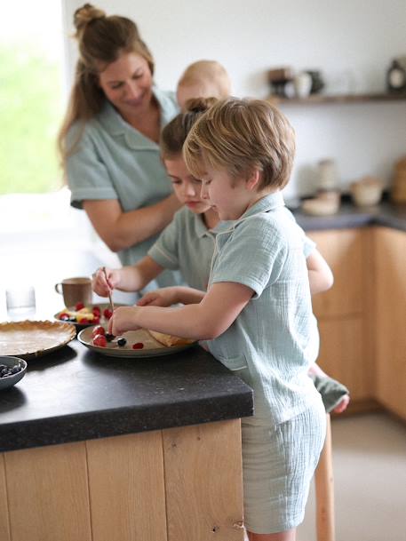 Pyjashort jongens personaliseerbaar saliegroen - vertbaudet enfant 